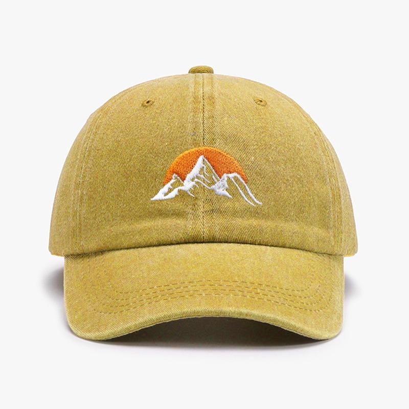 1Pc Unisex Embroidered Sunset Baseball Hat,Solid Color Adjustable Outdoor Casual Sport Soft Trucker Hat,Suitable For Daily Wear