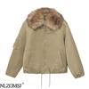 Spring 2026 European & American Style Faux Fur Lapel Pilot Jacket
