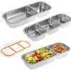 2PCS Stainless Steel Snack Container with Lid Reusable Bento Snack Containers Leak Proof Divided Lunchbox Food Storage Container