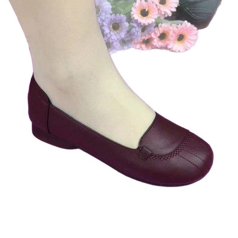 Buty damskie wiosna i jesień nowe niszowe casualowe pojedyncze buty ścięgno wołowe miękka podeszwa okrągły nosek płytkie