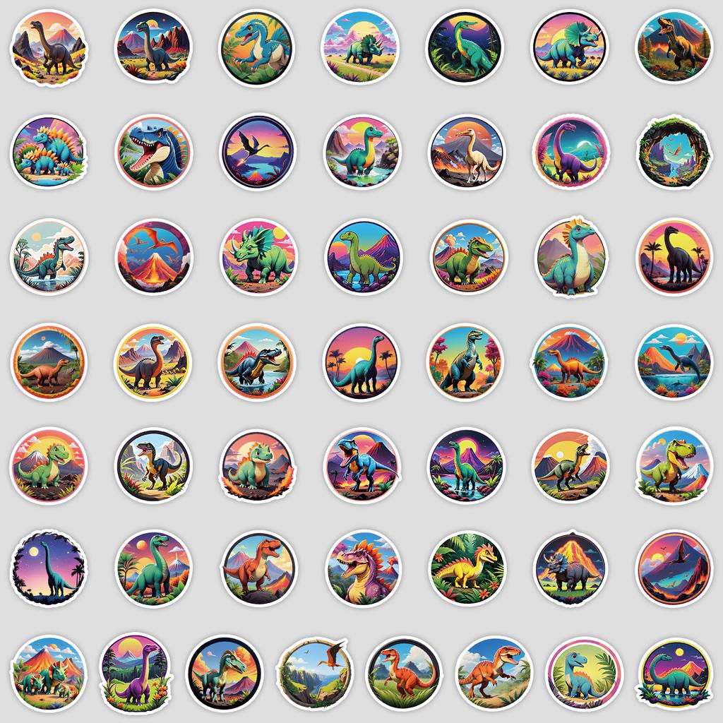 50 Dinosaur Series Graffiti Stickers Cute Animal Stickers Water Cup Computer Skateboard Waterproof Decorative Stickers