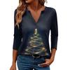Women's Casual Fashionable Sexy Comfortable V-Neck Christmas Three-Quarter Sleeve Top