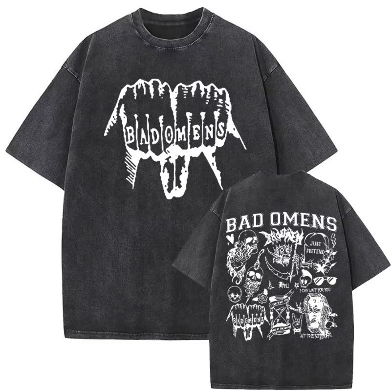 Washed Vintage Tshirt T-shirts Men Women Oversized T Shirt Rock Gothic T-shirt