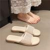 Fashion Leisure Low Heel Sandals Summer New Round Head Open Toe Net Cloth Soft Sole Anti-slip Wear-resistant Slippers