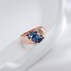 New Blue Natural Zircon Ring For Women  Rose Gold Wide Rings Vintage Ethnic Bride Wedding Jewelry Party Accessories
