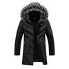 Men's Winter Slim Fit Mid-length Cotton Coat with Detachable Hood - Thickened for Warmth and Cold Protection