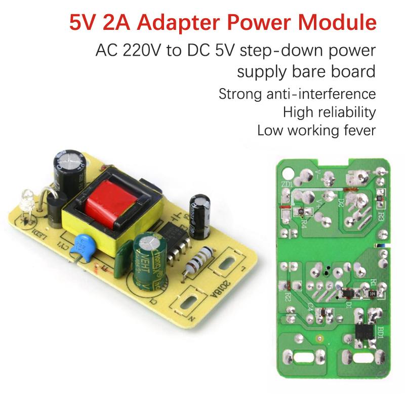 Hot 1PC Color Random 5V 2A Adapter Switching Power Supply Module AC 220V To DC 5V Step-Down Power Supply Board