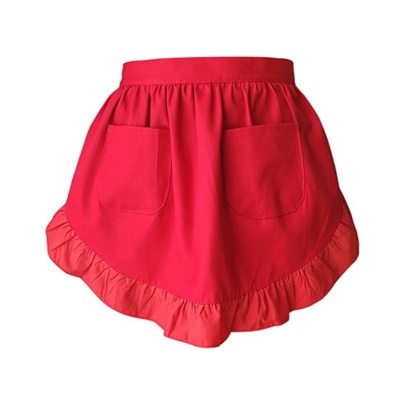 

Косплей костюм горничной на Хэллоуин для женщин и девочек, фартук с оборками, полуфартук для кухни