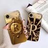 Gorgeous letter gold "R" For IPhone 17Pro Max 16 17 Pro 15 Pro 14 13 Plus 12 Mini 11Pro Max XR 16E 17Air Golden glass phone case