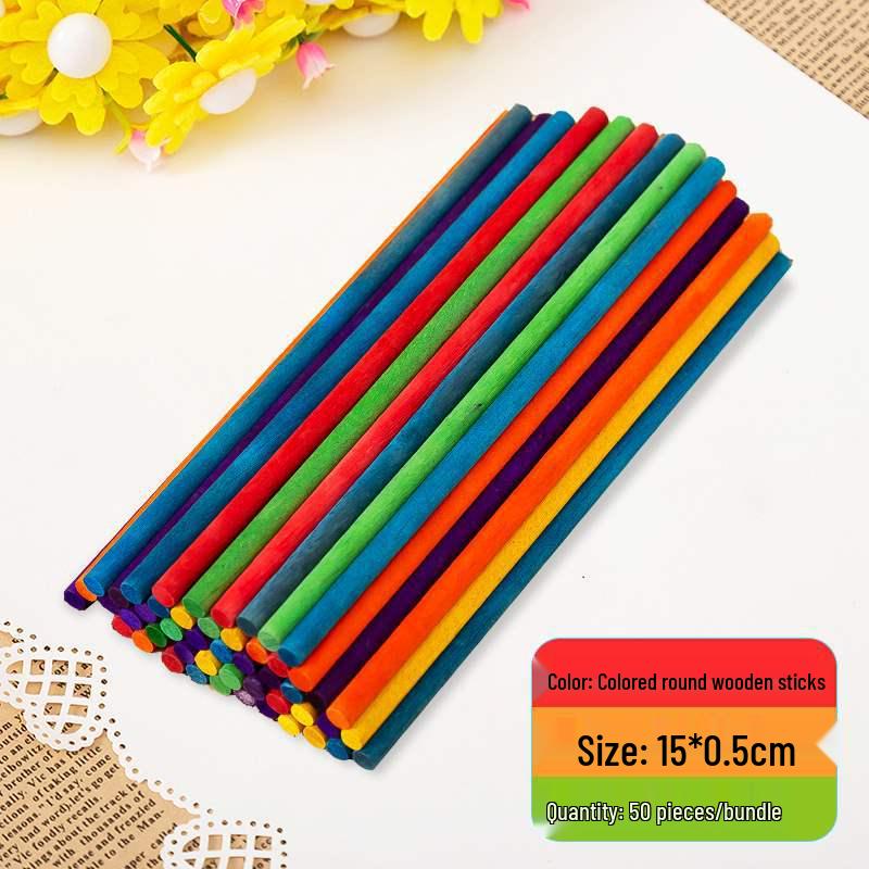 Bagged Natural Color Popsicle Sticks: Colorful Wooden Ice Pop Sticks for DIY Handmade Building Block Toys