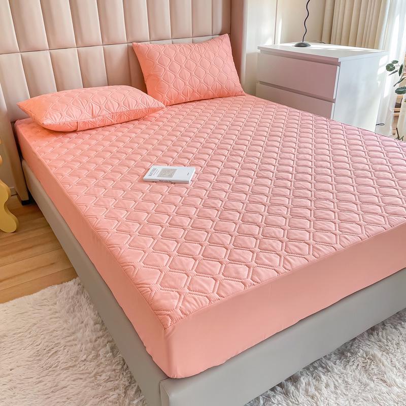 Solid Color Quilted Waterproof Bed Sheet - Thick Brushed Simmons Protective Cover for Home Use