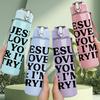 1PC Jesus Loves You And I Try Quote Print 750ml Color Plastic Sports Water Bottle Leakproof Flip Straw Lid Suitable for Sports Office Home Use