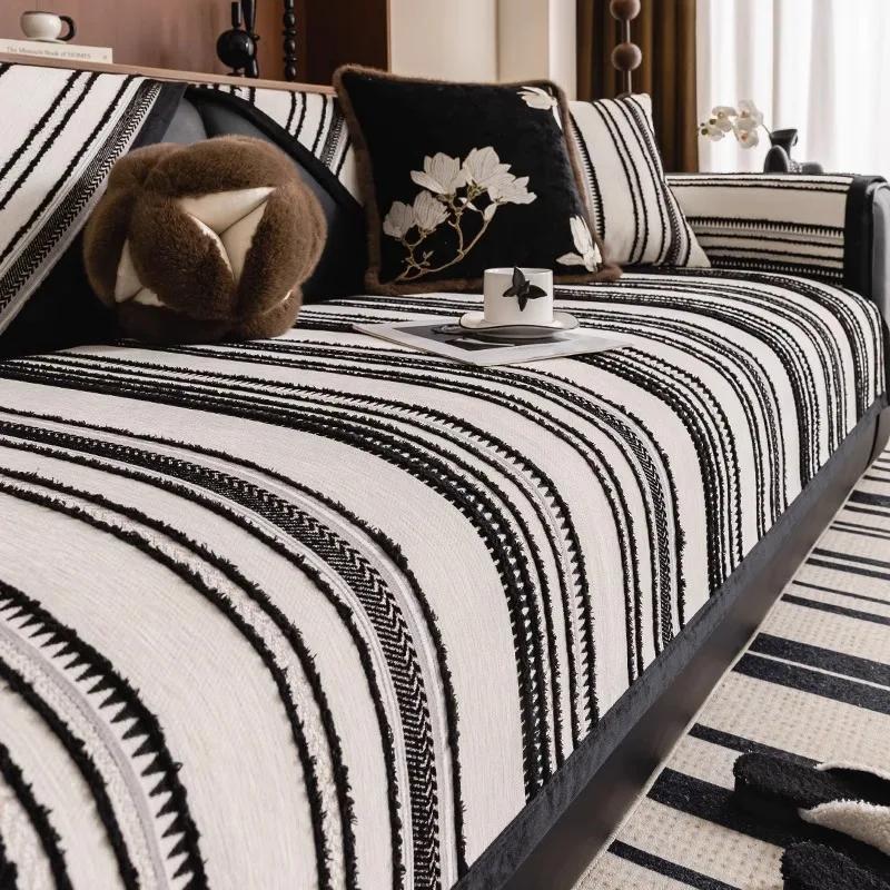 

Chenille Modern Minimalist Sofa Cushions Luxury Sofa Cover With Ancient Chinese Style For All Seasons Anti-slip Straight cover 30x50cm pillowcase