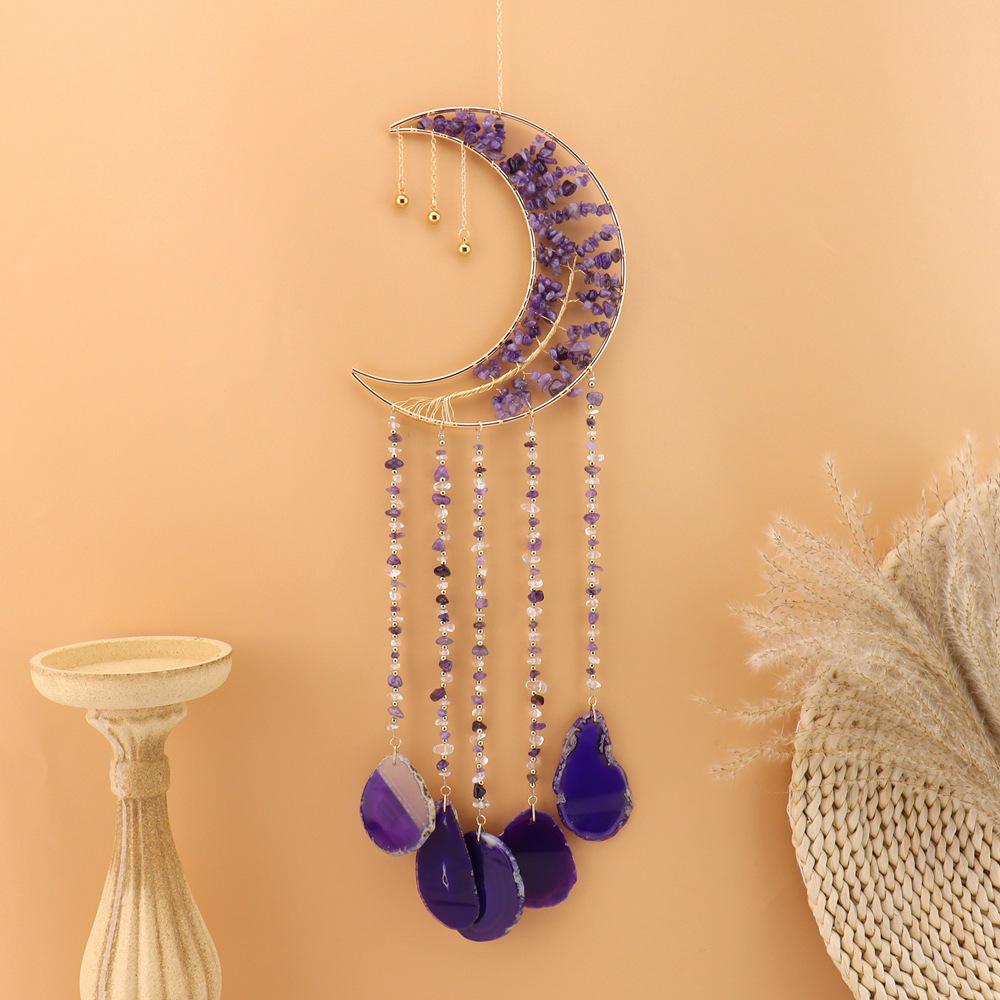 Tree of Life Agate Slice Crystal Pendant - Handmade Craft