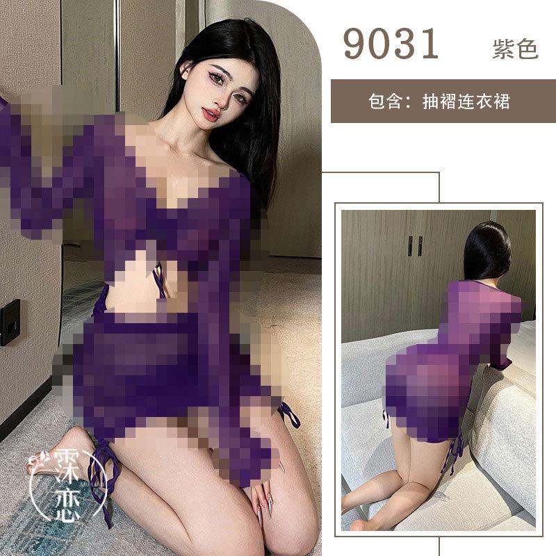 Sexy hollow mesh lace-up lingerie seduces spice girls perspective hip wrap slim nightclub uniform suit
