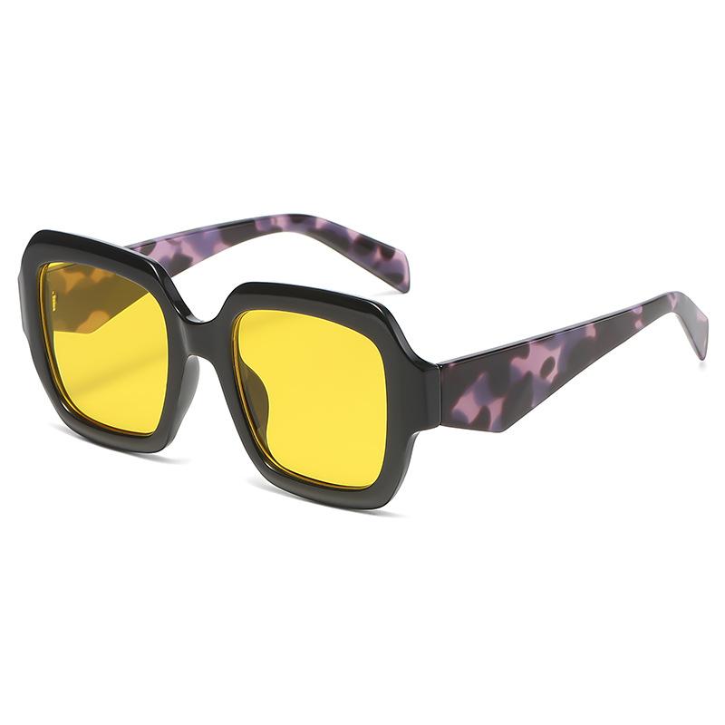 Nowe nieregularne koreańskie modne okulary przeciwsłoneczne Europejskie i amerykańskie dwukolorowe okulary przeciwsłoneczne z nadrukiem lamparta Duże oprawki Szerokie nogawki Okulary przeciwsłoneczne Cat Eye