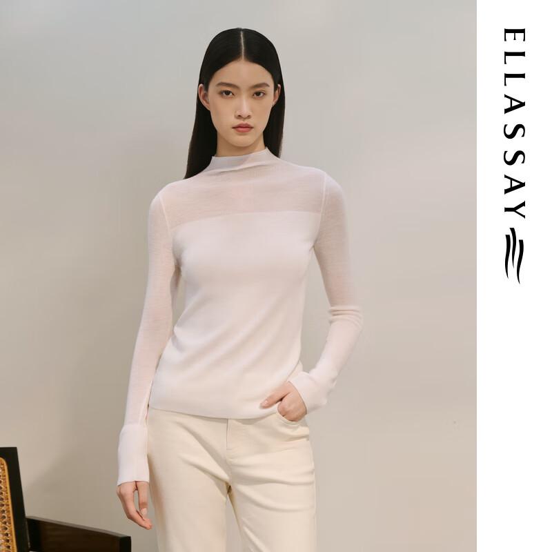 ELLASSAY Women's 100% Merino Wool Semi-High Neck Slim Fit Knit Top