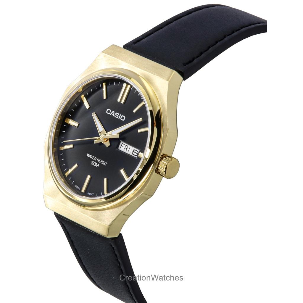 Casio Standard Analog Leather Strap Black Dial Quartz MTP-E735GL-1AV Men's Watch