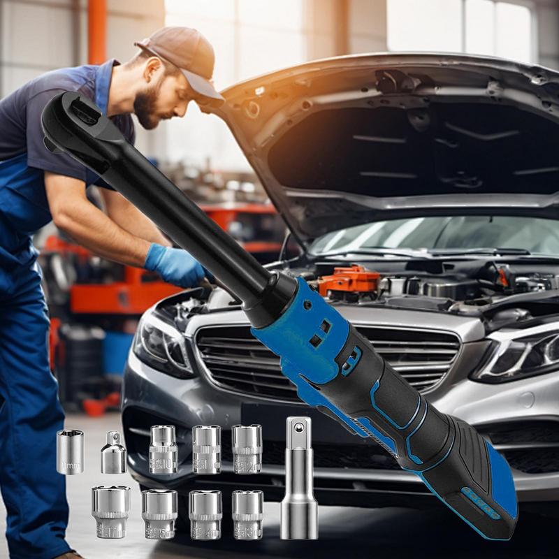 Electric Ratchet Wrench Electric Ratchet Set 21V Power Tool Drive With Extension Bar Anti-Slip Grip 3/8 Inch For Automotive