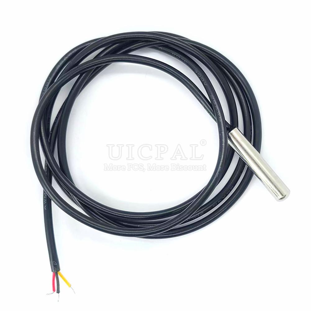 DS18B20 Temperature Sensor Probe 304 Stainless Steel 6*30MM OD 3.0MM Waterproof Dustproof Sensors Cable 1M Length Replacement Sensors2