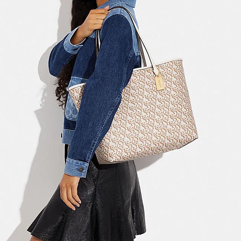 New COACH City PVC Tote Bag Shopping Bag Handbag Shoulder Bag Large Size Women's Chalk White CF342-IMCHK