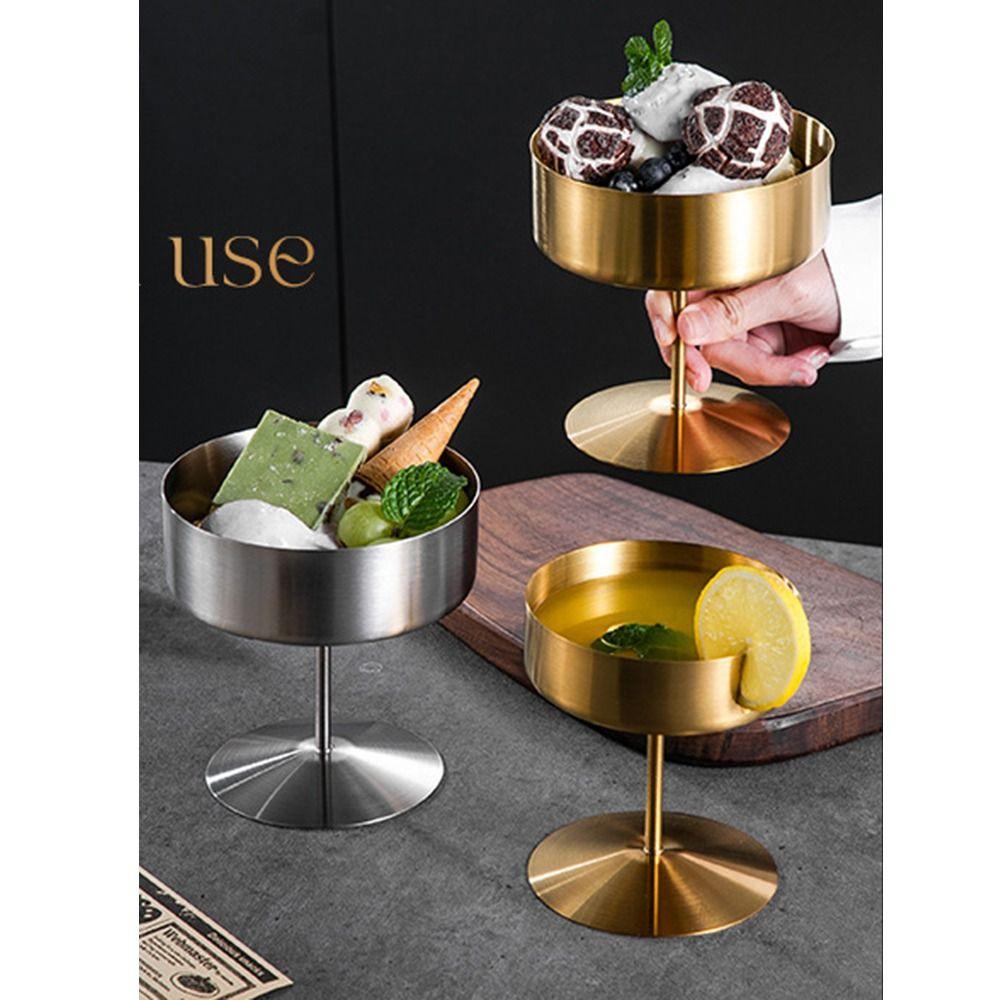 Wide Opening Pudding Cup High Footed Pudding Serving Dish Stainless Steel Dessert Cups Hotel