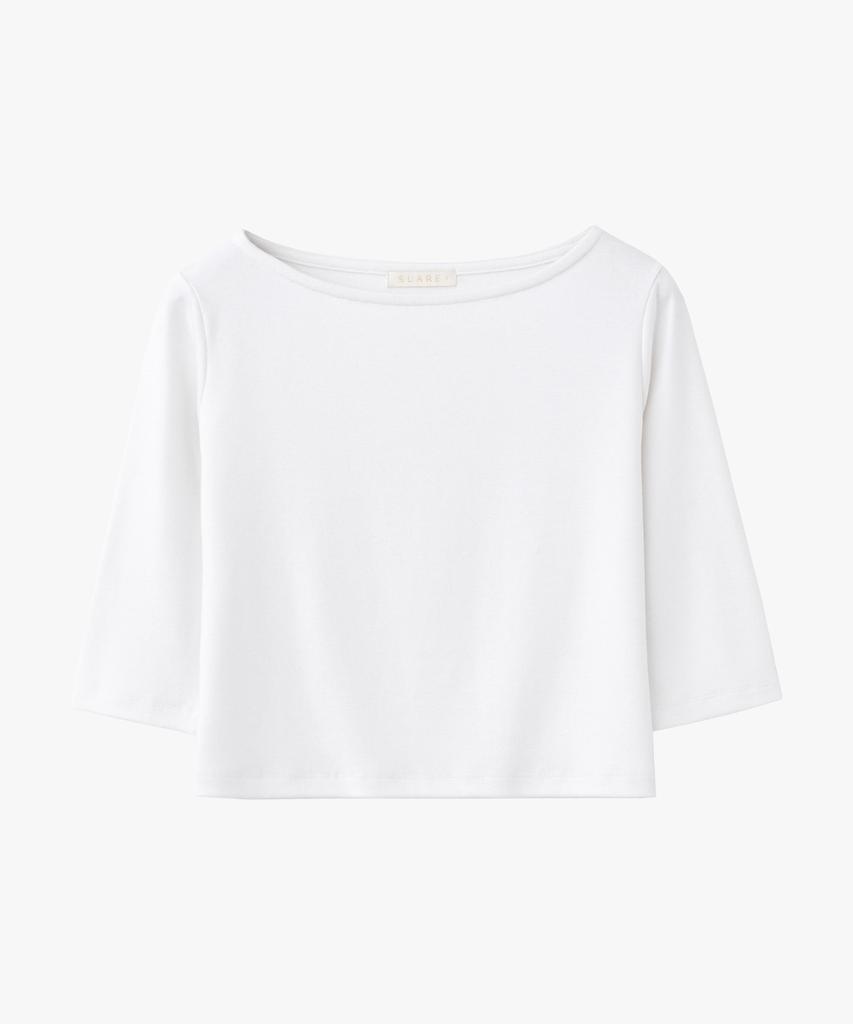 SUARE WOMEN Boat Neck Mid Sleeve White
