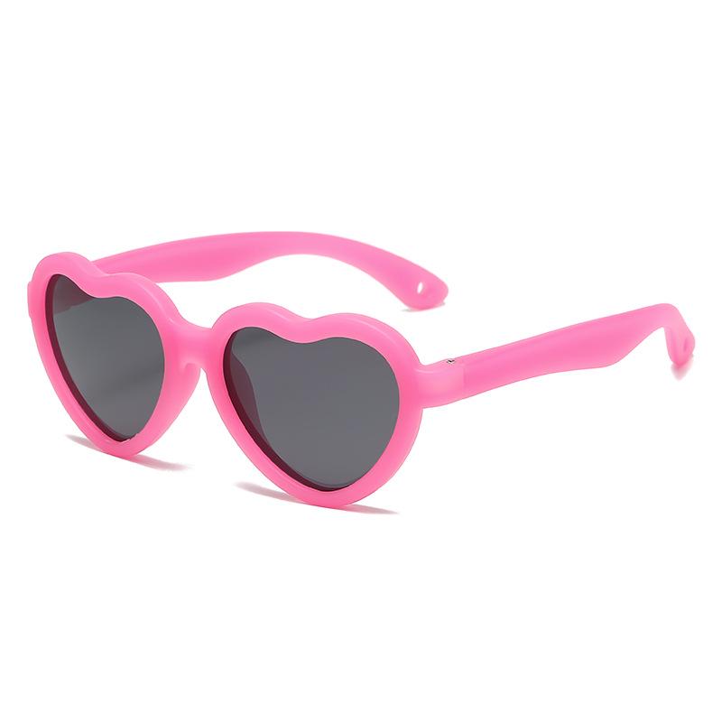 2025 Heart-Shaped Polarized Color-Changing Silicone Sunglasses for Kids Ages 3-6