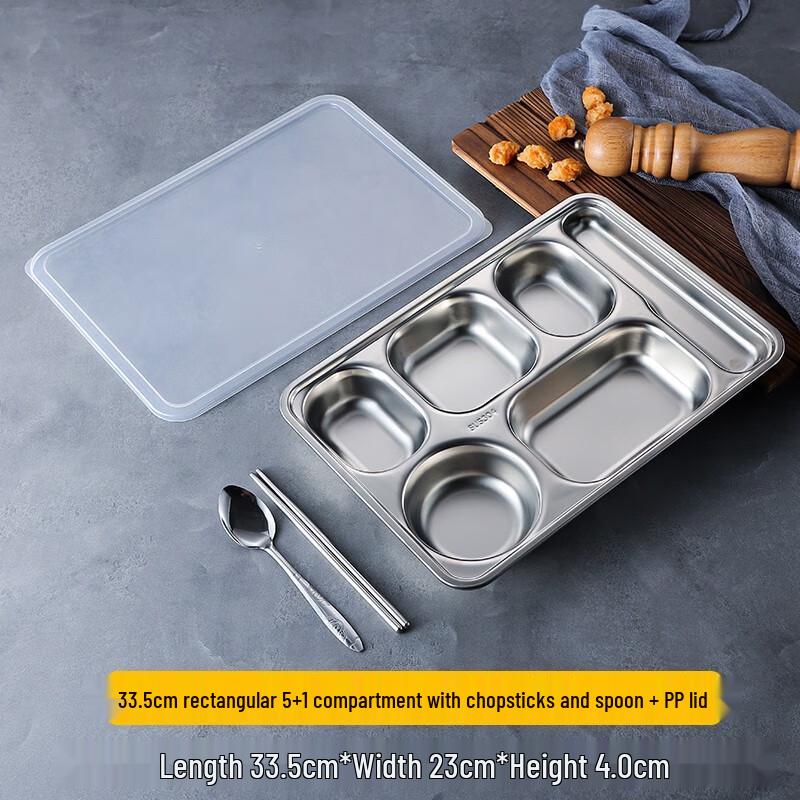 

304 Stainless Steel Rectangular Divided Lunch Tray