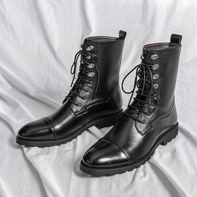 Men's Boots Fashion Casual High Top Boots Lace-up Motorcycle Boot Classic Chelsea Boots for Men Pointed Toe Business Dress Botas
