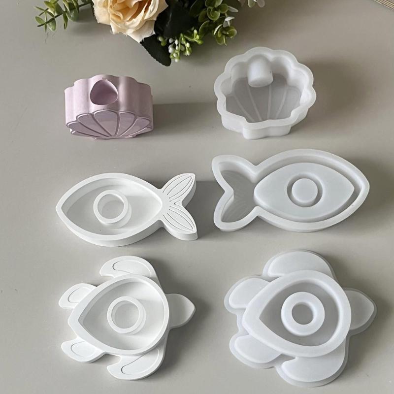 3Pcs Reusable Silicone Candle Making Mould Craft for Home Decoration Shell Fish Turtles Shape Sturdy Materials