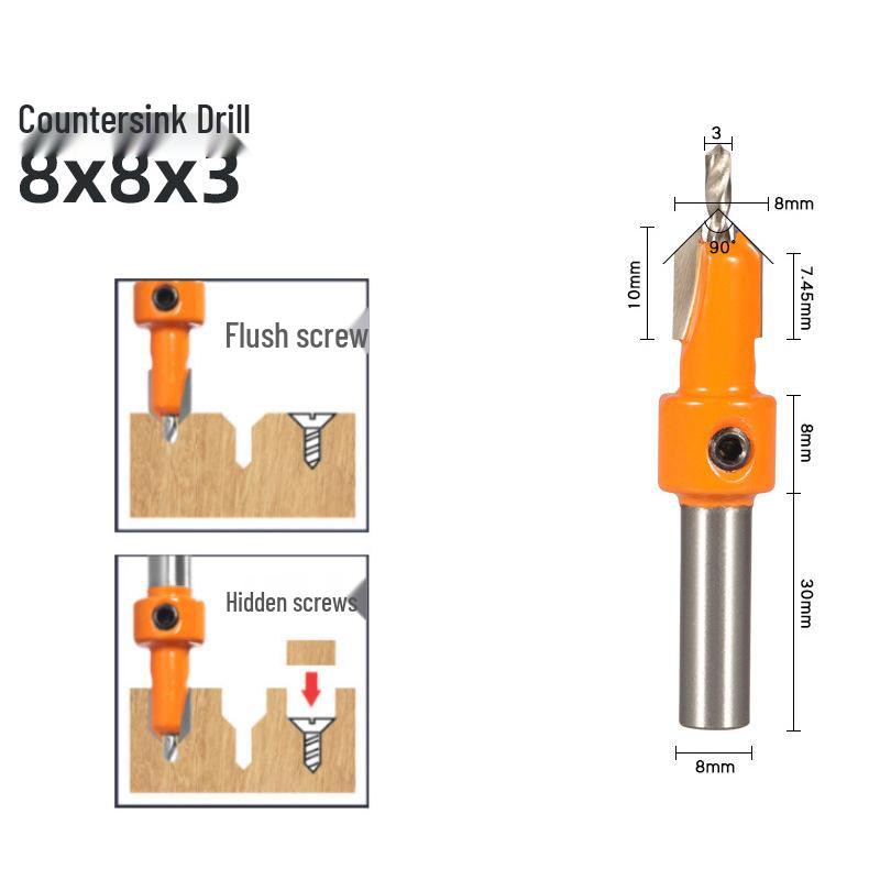 Woodworking Alloy Head Countersink & Step Drill for Self-Tapping Screws