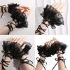 Lolitas Lace Gloves Layer Ruffle Hand Sleeves Elastic Bracelet for Halloween,Wedding,Party,Masquerade,Nightclub
