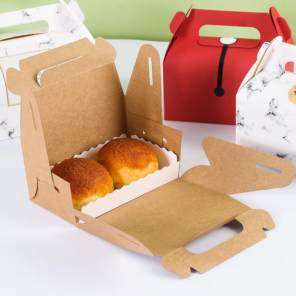 Cake Storage Box with Handles Party Boxes Food Snacks Gifts Packaging Case Egg Tart for Home Restaurant Bakery