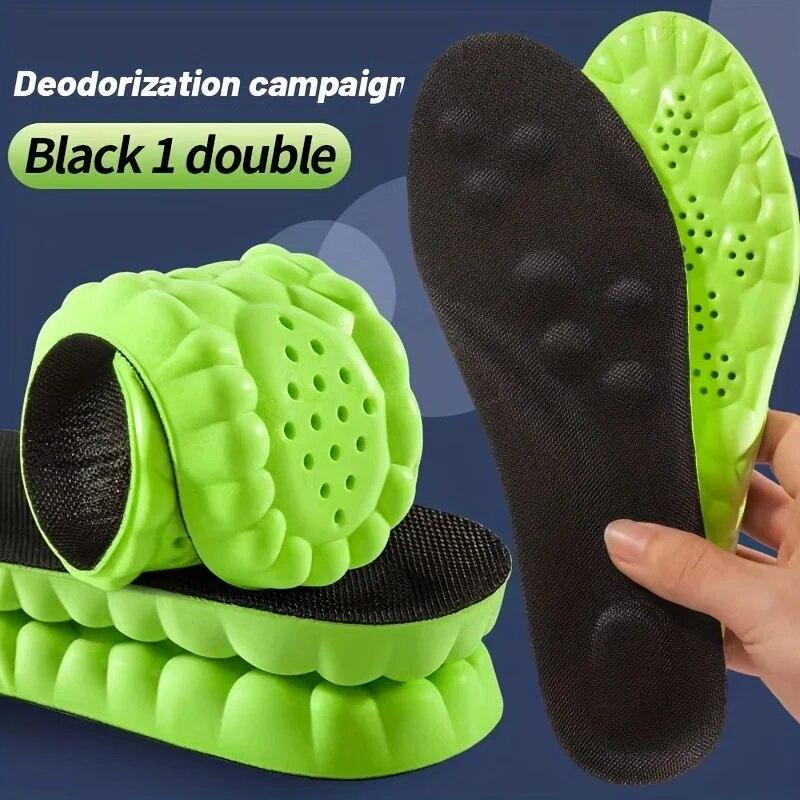 1Pair Sport Insoles PU High Stretch Shock Resistant Antibacterial Anti-odorant Breathable Insoles Comfortable for Shoes Cushion