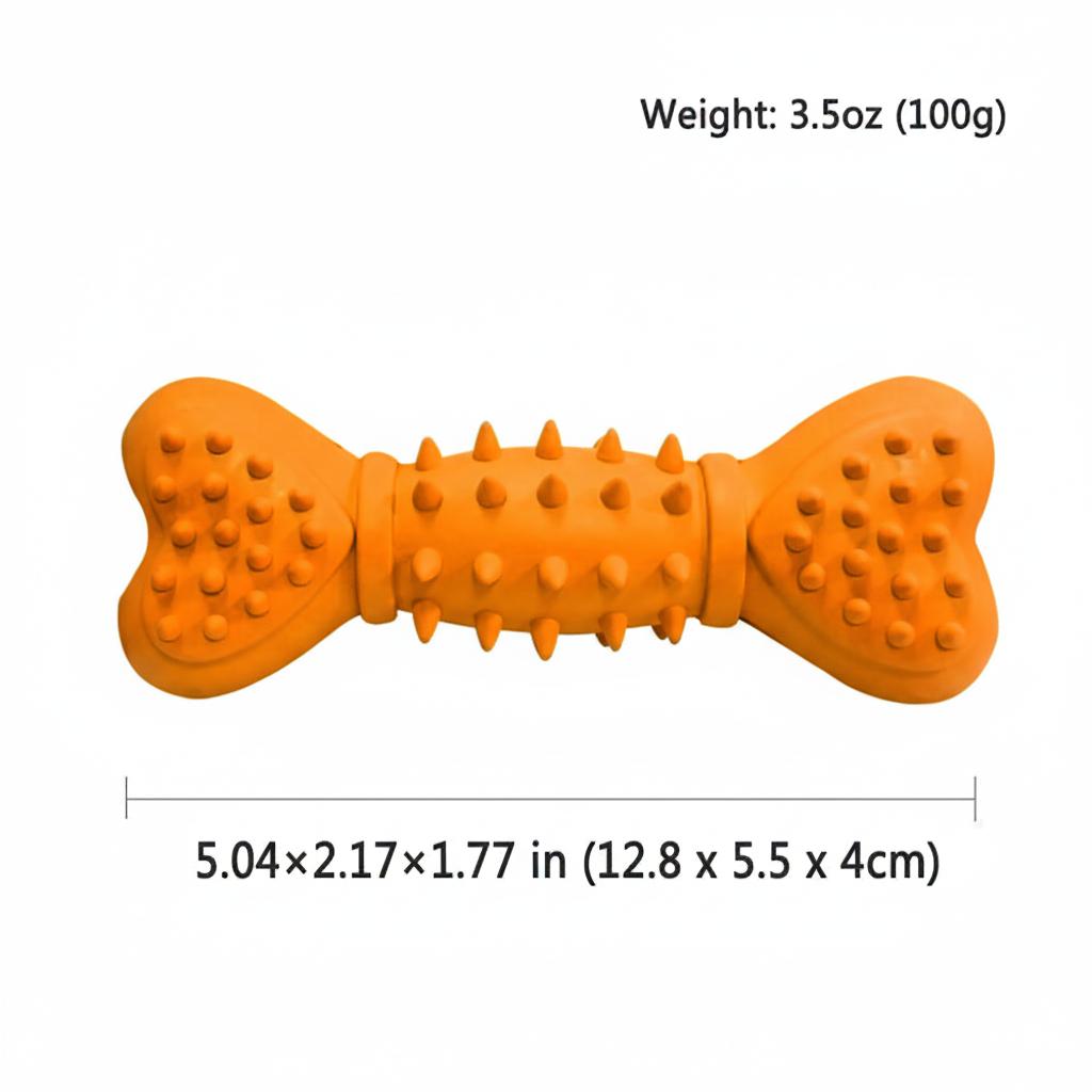 Chew Toys for Medium Large Dogs Durable Natural Rubber Squeaky Toys Bone Shape Teething Toys for Puppy Interactive Chew Toy оранжевый
