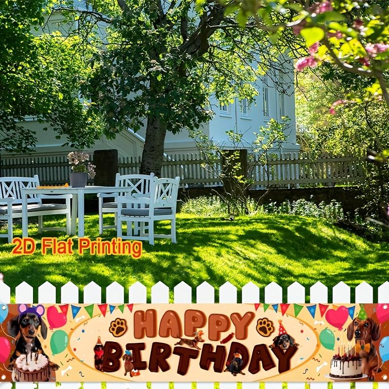 Happy Birthday Dachshund Dog Banner, Dog Motif Design, Polyester Outdoor Indoor Celebration Decoration