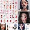 Halloween Makeup: Horror Scars, Fake Teeth, Little Tiger Teeth, and Blush Tattoo Stickers for Party Decoration