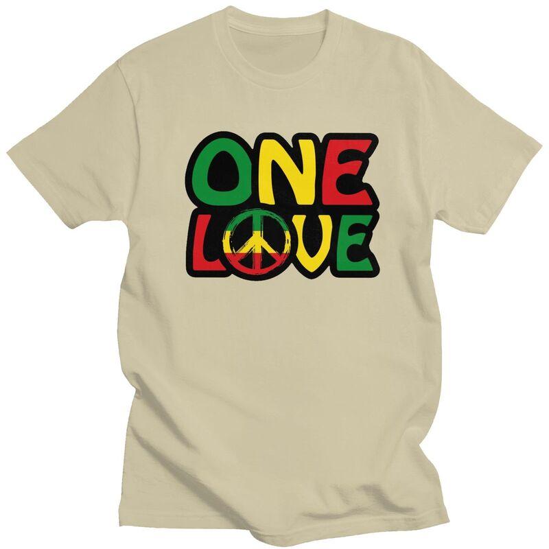 Custom ONE LOVE With Peace Symbol T Shirt for Men Tshirt Casual Tees Jamaican Reggae Tshirt Clothing
