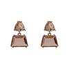 Geometric Zircon Irregular Square Stud Earrings – French Gentle Retro, Autumn/Winter 2024, High-End Atmosphere