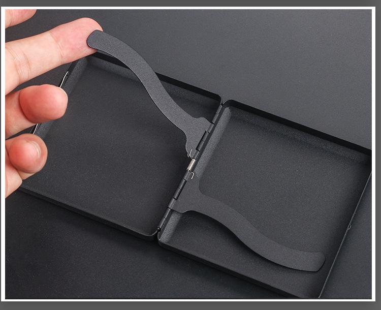 20-Piece Black Matte Metal Cigarette Case, Regular Size, Moisture-Proof & Pressure-Resistant, Minimalist Business Design for Men