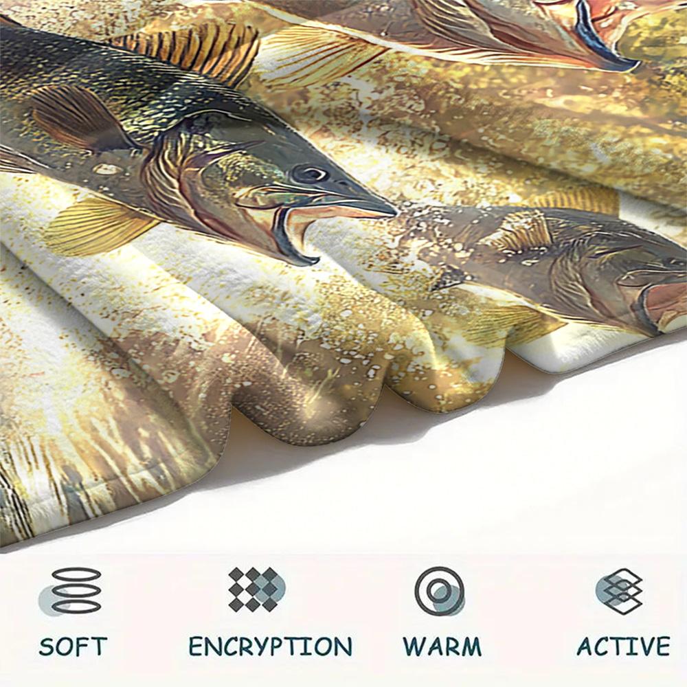 Flanelová deka s potiskem ryb, Vysoce kvalitní, Pohodlná pro všechna roční období, Domácí dekorace, Teplo a pohodlí, Perfektní jako vánoční dárky
