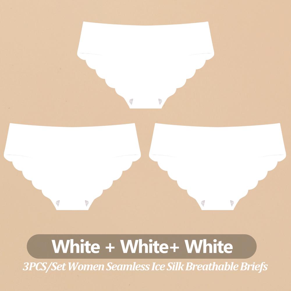 3PCS Women Seamless Panties Ultra Thin Breathable Underwear Sexy Low Waist Briefs Female Elastic Wavy Side Lingerie Uniform Co Practical Use