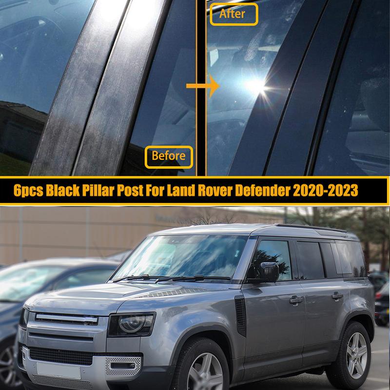 6pcs/set Glossy Black Pillar Posts Window Door Moulding Trim Cover Exterior Accessories For Land Rover Defender (L663)2020-2023