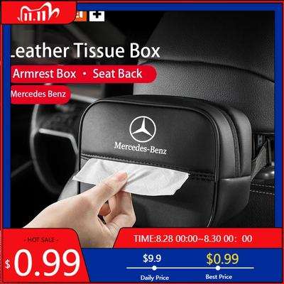 GLC GLB Car Tissue Box Auto Armrest Box Paper Storage Bag For Mercedes Benz AMG W203 W206 W220 W205 W211 W212 W201 W210 W108 W1