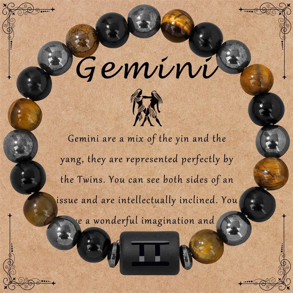 Bransoletka ze znakiem zodiaku 12 konstelacji Potrójna ochrona Bransoletki z koralików tygrysie oko hematyt dla par Biżuteria przyjaźni Prezenty