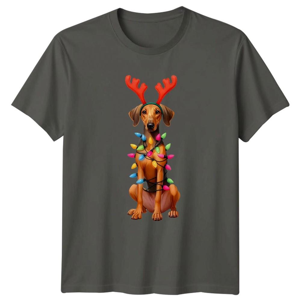 Christmas Dog Reindeer Antlers Lights Holidays Animals Unisexs TShirt Unisexs Tee S