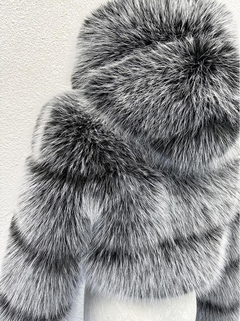 Damen S-6XL Kunstfuchs-Pelzmantel mit Kapuze - Europäischer und Amerikanischer Stil für Herbst/Winter