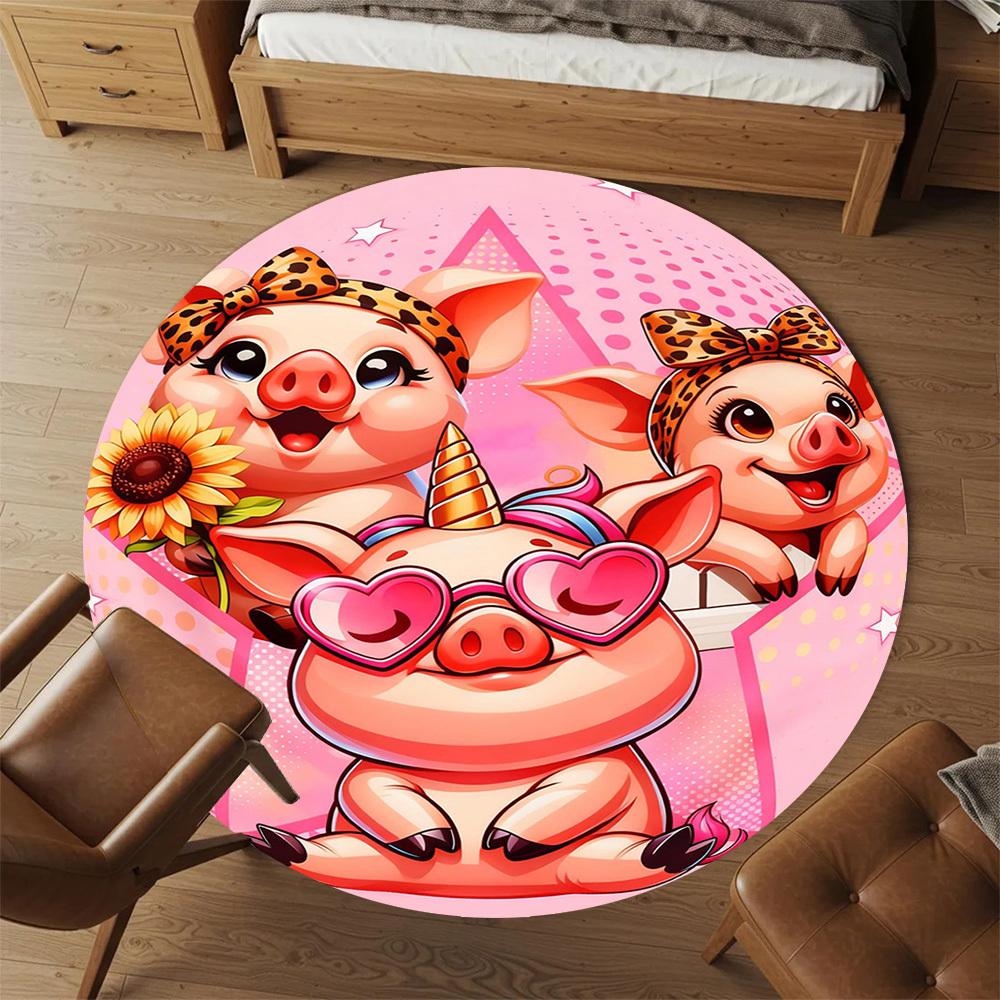 1 Stück Sparschwein Einhorn Runder Stuhlmatte Teppich - Rutschfest, Bodenschutzmatte für Büro, Schlafzimmer und Innenraumdekor - Geschenk D1127224