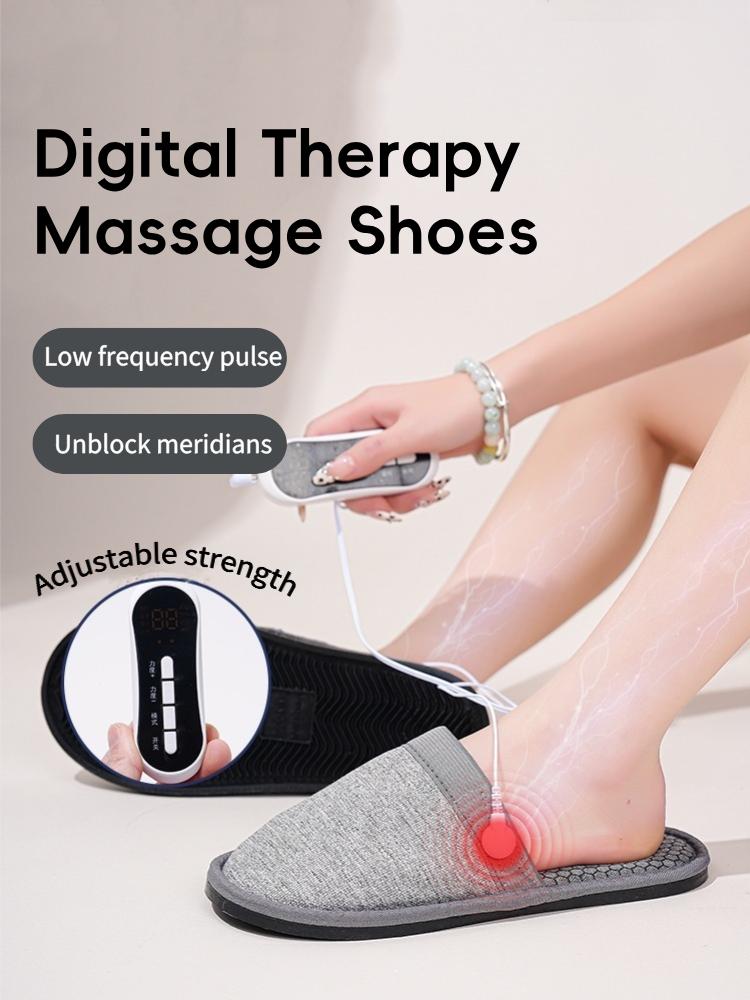 Massage Slippers With Remote Control Electrotherapy Pulse Electrode Foot Massager Strength Adjust Home Indoor Non-slip Slippers